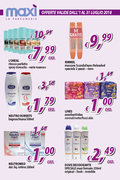 Offerte Maxì La Parfumerie Luglio Prodotti